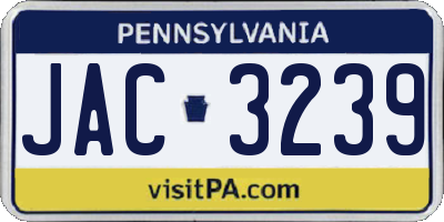 PA license plate JAC3239