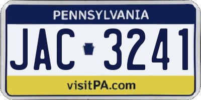 PA license plate JAC3241