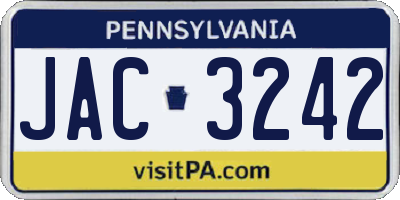 PA license plate JAC3242