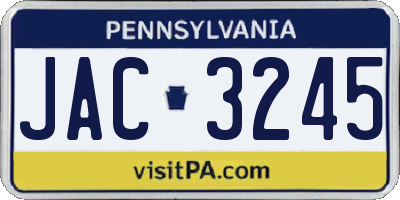 PA license plate JAC3245