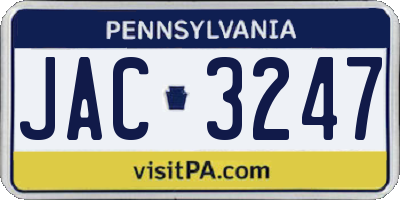 PA license plate JAC3247