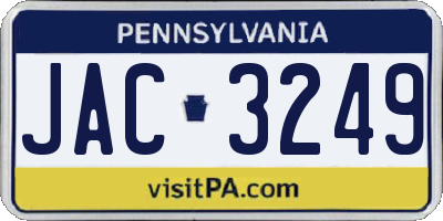 PA license plate JAC3249