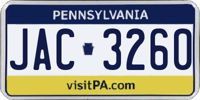 PA license plate JAC3260