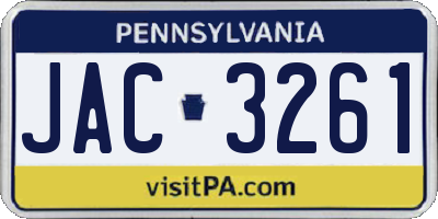 PA license plate JAC3261