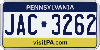 PA license plate JAC3262