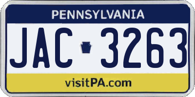PA license plate JAC3263