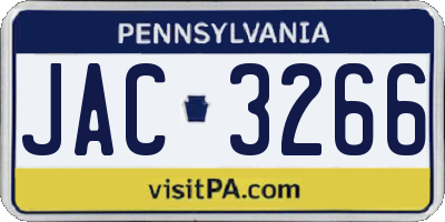 PA license plate JAC3266