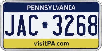 PA license plate JAC3268