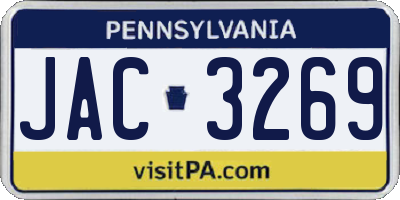 PA license plate JAC3269