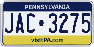 PA license plate JAC3275