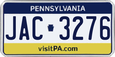 PA license plate JAC3276