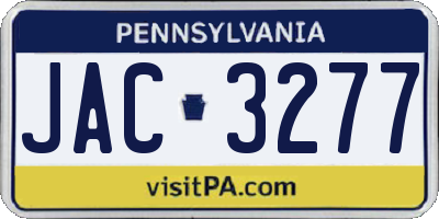 PA license plate JAC3277