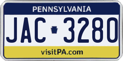 PA license plate JAC3280