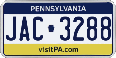 PA license plate JAC3288