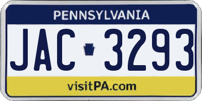 PA license plate JAC3293