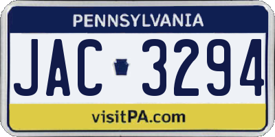 PA license plate JAC3294