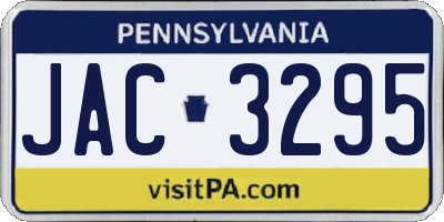 PA license plate JAC3295