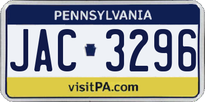 PA license plate JAC3296