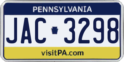 PA license plate JAC3298