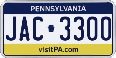 PA license plate JAC3300