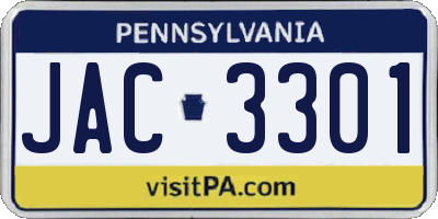 PA license plate JAC3301