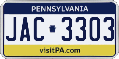 PA license plate JAC3303