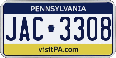 PA license plate JAC3308