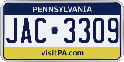 PA license plate JAC3309