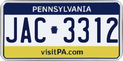 PA license plate JAC3312