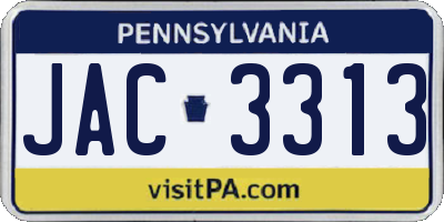 PA license plate JAC3313