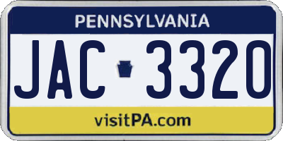 PA license plate JAC3320