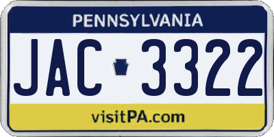 PA license plate JAC3322