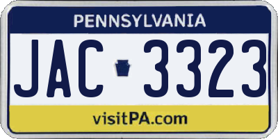PA license plate JAC3323
