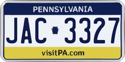 PA license plate JAC3327