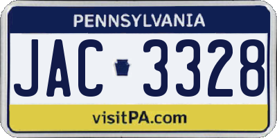 PA license plate JAC3328