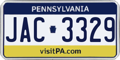 PA license plate JAC3329