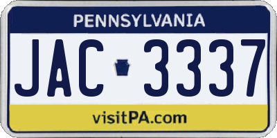 PA license plate JAC3337