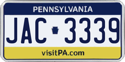 PA license plate JAC3339