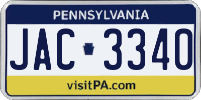 PA license plate JAC3340