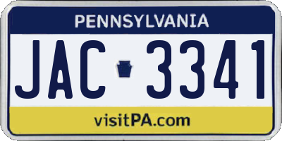 PA license plate JAC3341