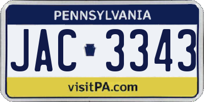 PA license plate JAC3343