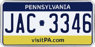 PA license plate JAC3346