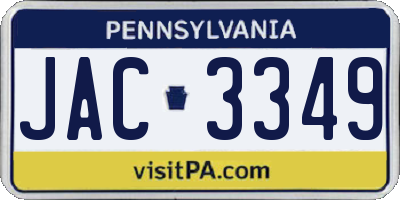 PA license plate JAC3349