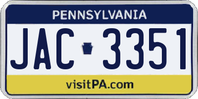 PA license plate JAC3351