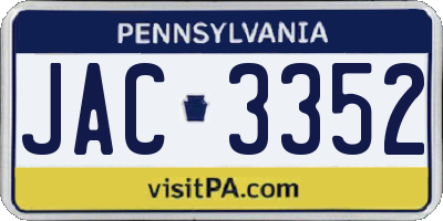 PA license plate JAC3352