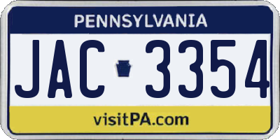 PA license plate JAC3354