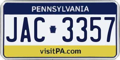 PA license plate JAC3357