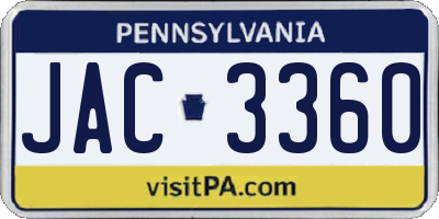 PA license plate JAC3360