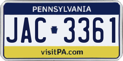 PA license plate JAC3361