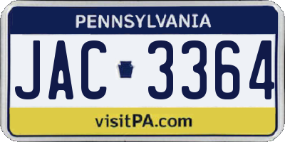 PA license plate JAC3364
